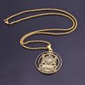 Freemason Necklace Gold Stainless Steel Free Mason Necklace Masonic Symbols Pendant Jewelry Men Hip Hop Freemasonry Male Gift. 