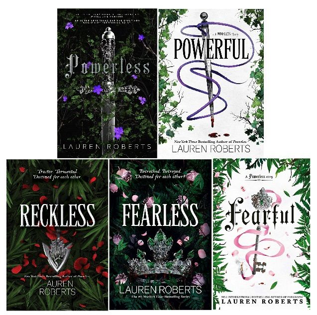 The Powerless Trilogy ( Powerless +  Powerful +  Reckless + Fearless + Fearful  ) Set of 5 Books by Lauren Roberts