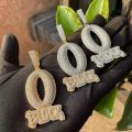 2025 Iced Out Letter Charm Letter O Block Pendant Necklace Bling Cubic Zirconia Punk Styles Hip Hop Men Boy Rope Chain Jewelry. 