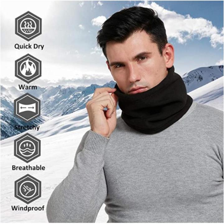 Neck Warmer - Cold Weather Face Cover & Mask Dual-Layered Fleece Neck Gaiter & Ski Tube Scarf for Men & Women (Black) - Winter Fleece Neck Warmer Tube Scarf Outdoor Double Layer Thermal Neck Gaiter