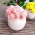 Small Ceramic Flower Vase, Decorative Round Vase, Plant Pot, Lifelike Mini Artificial Flowers with White Ceramic Pot for Home Decor. 