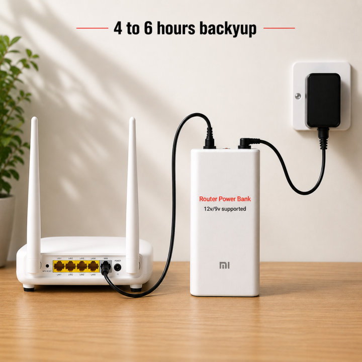 Wifi Router Battery Backup Router Power Bank 12V 9V Supported WiFi Router UPS Power Bank 4 to 6 ...