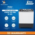 Haier Washing Machine | Model  HWM-110-186 | Twin Tub Semi Automatic |10 KG Washing Capacity | (Wash, Rinse, Spinning Features) With 10 Years WArranty. 