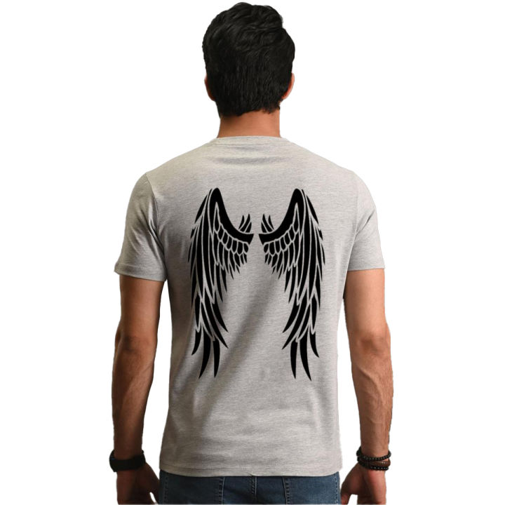 Wings Printed Round Neck Half Sleeves T Shirt