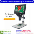 7-Inch 12MP KL G1200 Digital Microscope with 1–1200X Zoom, Metal Stand, and High-Definition LCD for Electronics Repair by Electrica. 