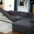 7 Seater L Shape Sofa Cover -2 Pieces - 4+3 Size - Cotton Jersey. 