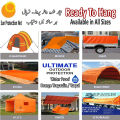 Water Proof PVC Orange Tarpaulin & Tarpal, Ready To Hang Plastic Sunshade, Tarpal For Garden Lawn Green House Parking Canopy Tent Water Pool Material Machine Storage Boat Car Truck Roof Cover & Construction Site,  Tarpal For Sun & Water Protection. 