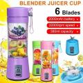 USB Rechargeable Juicer Blender - 380 ml |  Portable Blender with 6 Blades  | Portable Fruit Juicer Machine | Portable Juicer Cup & Smoothie Maker. 