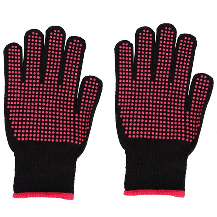 2X Double-Sided Hair Straightener Curling Tong Hairdressing Heat Resistant Finger Gloves