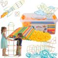 Rainbow Straw Constructor Stem Building Toys 240 pcs Interlocking Plastic Educational Toys Engineering Building Blocks Colorful Motor Skills Toys Gift for Boys & Girls. 