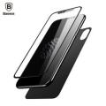 BASEUS iPhone XS MAX TEMPERED GLASS PROTECTION SET (FRONT GLASS + BACK GLASS) - BLACK. 