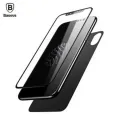 BASEUS iPhone XS MAX TEMPERED GLASS PROTECTION SET (FRONT GLASS + BACK GLASS) - BLACK. 