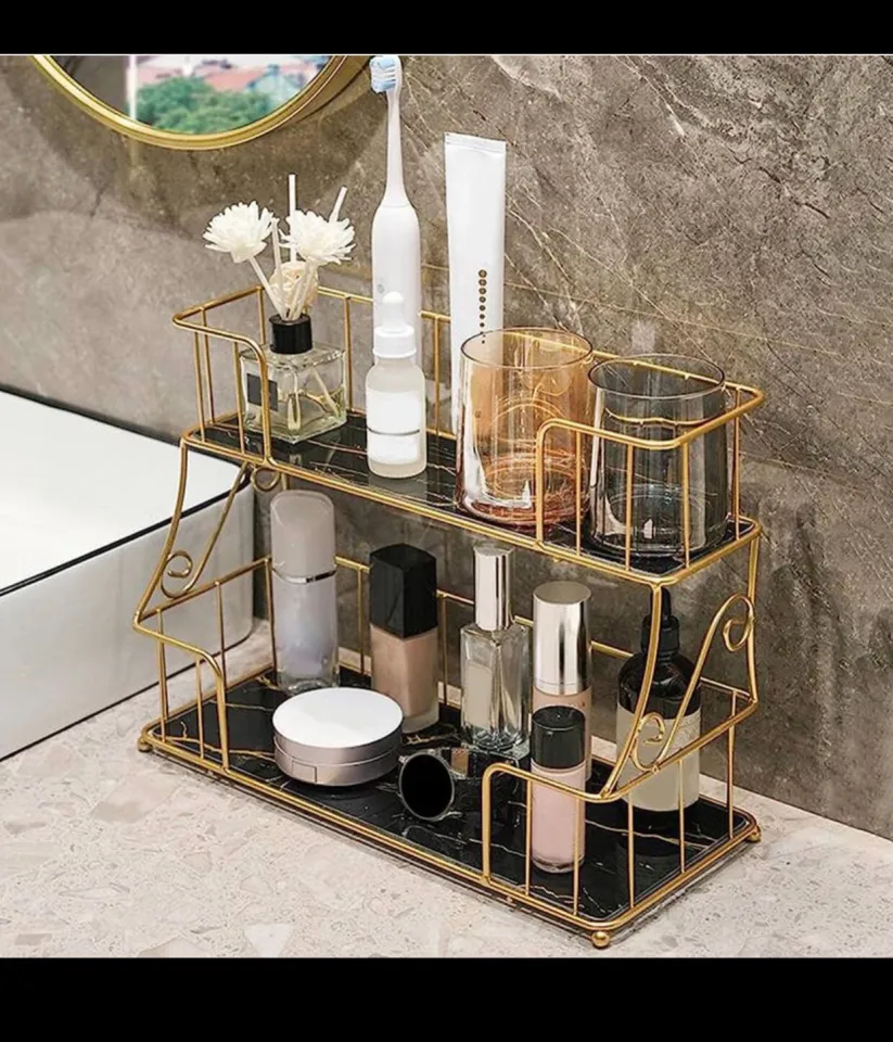 Shelf Over The Sink Makeup Organizer Bathroom Vanity Tray Metal