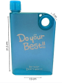 Do Your Best 350ml 13OZ Flat Slim Water Bottle Drinkware, A5 Memo Paper Bottle Flat Portable Notebook Water Bottle BPA Free for School Activity Outdoor Sports. 