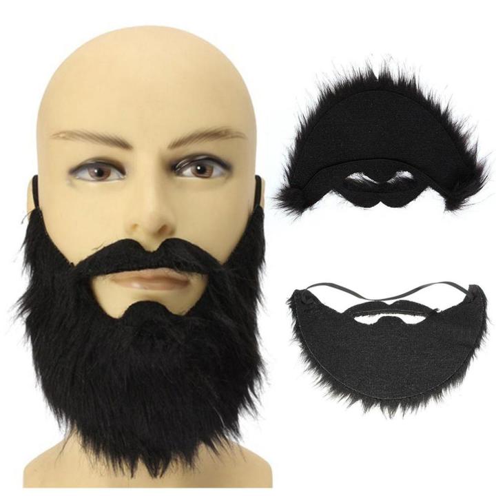 Fake Black Beard False Moustache Elasticated Halloween Party Prom Props