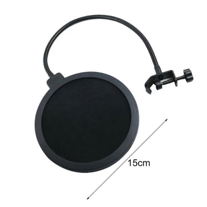 Microphone%20Pop%20Filter%20Shield%20Dual%20Layers%20Wind%20Proof%20Screen%20Flexible%20360%C2%B0%20Gooseneck%20Clip%20Stabilizing%20Arm%20for%20Recording%20Broadcasting%20Streaming%20-%20Image%202
