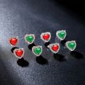 925 Silver Jade Heart Stud Earring Natural Green Chalcedony Agate Jewelry Fashion Charm Carved Amulet Gifts for Her Women. 