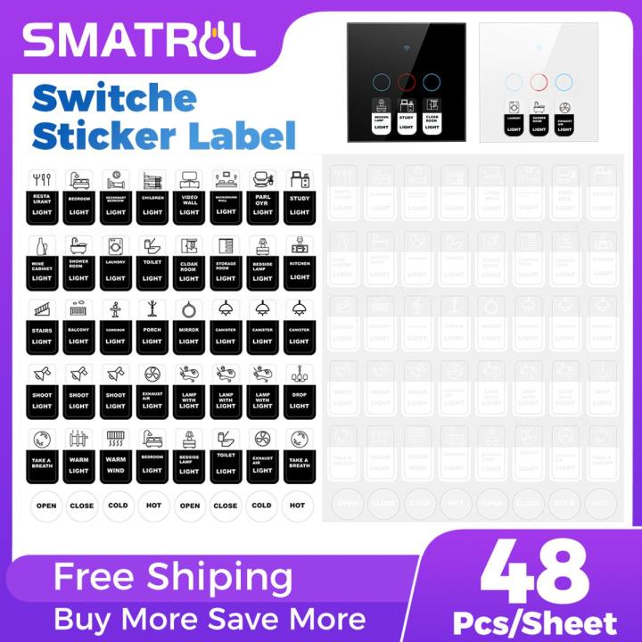 SMATRUL - Touch Switch Lcon Sticker - Text Label - Button Wall Switch Label - Wall Dtickers for Distinguishing Various Function Switches