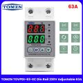 TOMZN 63A Din Rail Adjustable Din Rail Voltage Protector with Digital Color Display – Over Under Protection 63A 230V - TOVPD-60-EC. 
