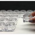 5 Grams 6 pcs- Empty Cosmetic Containers Black Lid With having outer Acralic Box - and Square Shape Mini Plastic Empty Bottle - Makeup Face Cream Pot Jar Refillable Cosmetic Sample Bottles (Black lid) 5 Gm. 