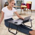 Portable Laptop Table, study table, breakfast table , bed table, wood foldable home & office table desk - Multipurpose table with cup holder and notebook holder 24x16 In. 