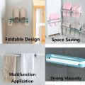 3 In 1 Wall Mounted Slipper Rack Folding Spacesaving Shoe Rack Multi-functional Unique Slipper Rack Organizer And Towel Shelf. 
