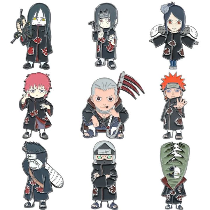 Classic Anime Naruto Akatsuki Lapel Pins Backpack Jeans Cartoon Metal Badges Enamel Brooch Accessories Jewelry For Fans Gifts