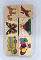 6 PCS THICK WOOD MOUNT RUBBER STAMPS SET. 