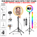 Aluminium 7 Feet Tripod Stand For Ring Light, Mobile Phones & DSLR Cameras - 360 Rotatable Portable & Adjustable 7 Ft Long Tripod With Mobile Holder & Ball Head - Best Use For Videography, Photography, Tiktok, Youtube, Studio Lighting, Equipment - Black. 
