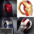 Premium Quality ABS Plastic Iron Man Universal Car Engine Button Cover | Yellow, Red, White Color Engine Ignition Start Stop Switch Decorative Push Button Cover | Flip Up Lid Car Styling. 