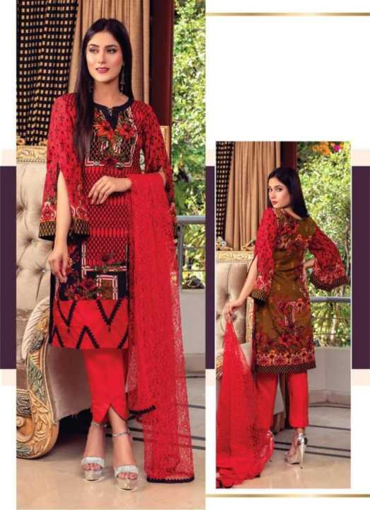 Bareeze Unstitched 3 piece/ 3 pc Women Dress Summer Lawn Suit Full Embroidered Party Wear Eid Collection 2021