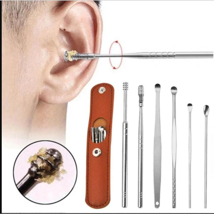 Ear Wax Cleaning Kit, 6 Pcs Ear Pick Tools, Wax Removal Kit, Ear Cleaning Tool Set, Spring Earwax Cleaner Tool Ear Wax Remover, Reusable Ear Cleaner for Children