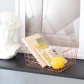 Storage Wire Basket Gold Rose Wrought Iron Wire Simple Lines Storage Basket Home Desktop Organizer Decoration. 