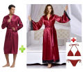 Korean Satin Silk Nighty - Hot Beautiful Bridal Sexy Honeymoon Robe Gown Nightwear For Couples With Bikni Set Luxurious Silky Feel and Look The Fabric is Soft and The Dressing Sleepwear Gown is Lightweight Night Dress Nighties For Men Women (Hhsons). 