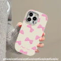 Cartoon Doodle Pink Bow Case for Oppo A17K A17 A60 A35 A57 A15 A16 A18 A7 A53 A38 A55 A58 A11 A12 A5 A5s A54 A76 A78 A79 A77 A74 A15s A9 A98 A52 A3s Reno 5 5F 4F Plating Metal Case. 