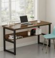 Modern Computer Desk, 48 x 24 inch Large Office Desk Computer Table Study Writing Desk Workstation for Home Office, Vintage Black Metal Frame. 