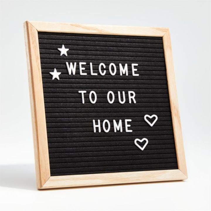 WOODEN LETTER BOARD WITH CHANGEABLE LETTER SET WOODEN FELT BOARD WITH STAND JUTE POUCH AND SCISSORS