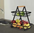 Kitchen Organizer/ Fruit Basket/ Vegetable Stand/ Kitchen Counter Rack In Black Color. 