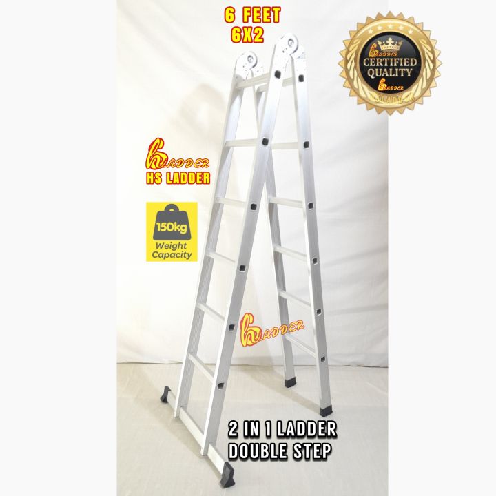 Almunium Double Step ladder Anti Slip Step Height Size 6 ft Heavy Quality 12 Step Almunium Folding Ladder