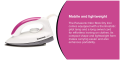 Panasonic 1 - 1000W Light Weight Dry Iron, Ni317t (Pink). 