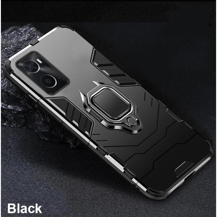 iCaseCover for OPPO A76 4G / OPPO A96 4G Hard Case Shockproof Car Magnetic Stand Holder Back Cover