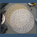 1PCS Round Placemats Restaurant Hollow PVC Decoration Meal Mat Anti-Hot Dining Table Line Mat Steak Plate Pad Silver. 