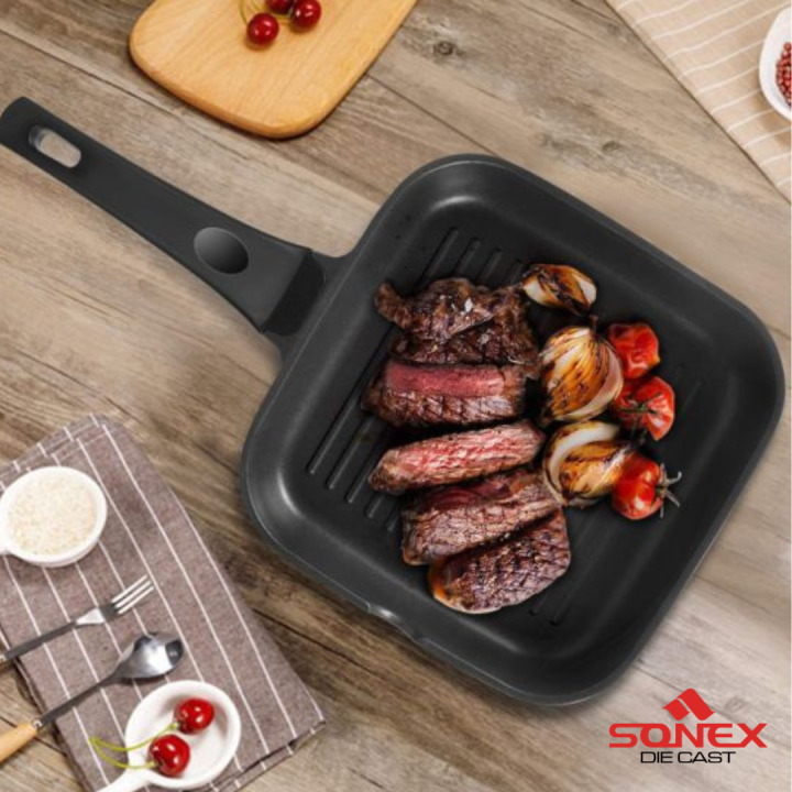 Grill Pan | Grill Fry Pan | Senex Solo die cast non-stick Grill Pan 24cm,28cm | Solo Grill Pan-black