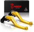 MZS Gold Motorcycle Clutch Brake Levers Short Adjustable CNC Compatible with YZF R3 2015-2025 / YZF R25 2015-2025 / MT03 2016-2025 / MT25 2016-2025 B AS173. 