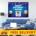 Happy Birthday Party Customized Backdrop Boss Baby Blue Theme Printed On Panaflex available in 2 sizes. 