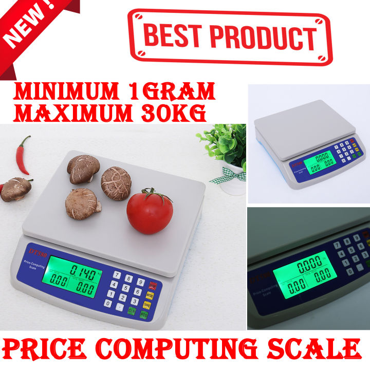 30kg Original Digital Electronic Price Computing Scale DY580 / DT580 – Compact Kitchen Scale - LCD Precision Weighing Scales - 1g Gram Minimum Capacity Weight Machine - Smart Multifunction Food Scale