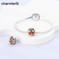 Space Charms Beads 925 Sterling Silver Fits Original Pandora Bracelet Brown Color Maple Leaf Foliage Charm For Women Jewelry DIY. 