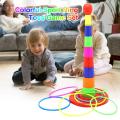 Ring Toss Game For Kids  With 18 inch Stand Floatable Rings Multicolored Durable Plastic Rings Competitive Tossing Game for Kids and Adults. 