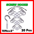 20Pcs 10 Number/2 inches Stainless Steel Screw Hook Lamp Hooks Wall Wood Hook Sheep Eye Self Tapping Screw. 