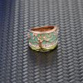 Y2k fashion jewelry wholesale vintage gold plated stackable enamel rings for women creative tree drip oil chunky finger ring. 